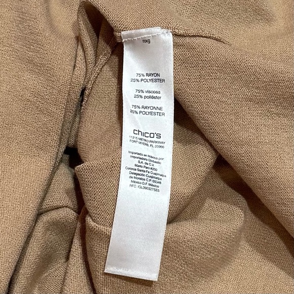 NEW Chico’s Camel Colored Cowl Neck Cozy Holiday Sweater Granola Girl Size XL - Picture 8 of 10